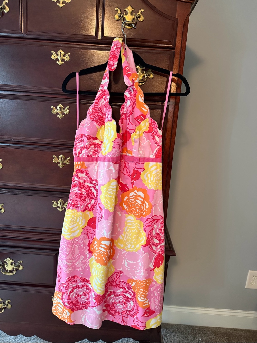 Lilly Pulitzer Pink Yellow Floral Cotton Blend Dress